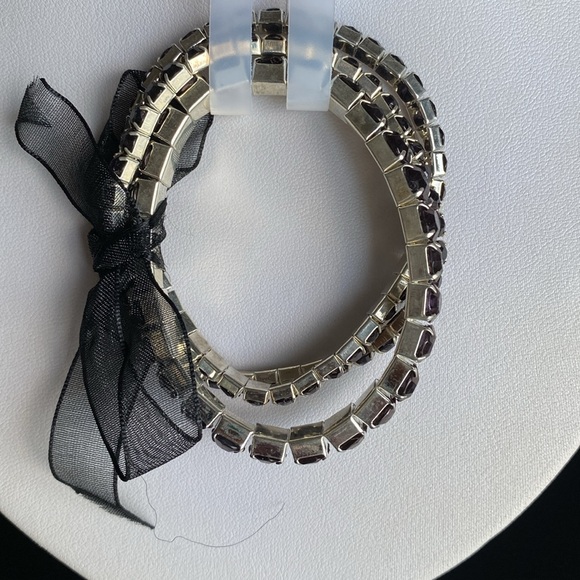 Jewelry - Elegant Silver Bracelet with Black Ribbon